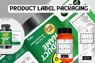 do product label design, cosmetic label design, food, brand product packaging