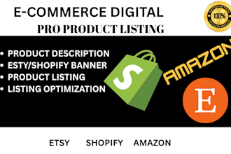 do product listing,uploading, for amazon etsy and shopify to your store manually