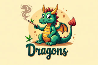 make an amazing chill dragon smoking mascot logo  in 12 hours