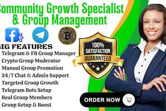 promote crypto telegram facebook social media community manager group moderator