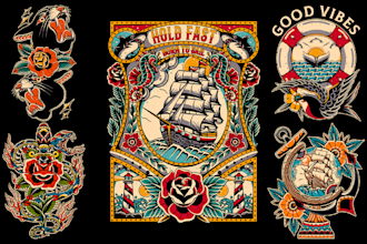 do create cool traditional tattoos designs for tshirt