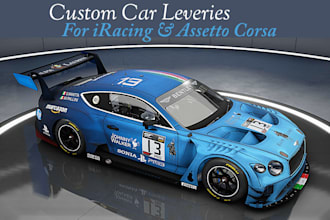 design custom car liveries for assetto corsa and iracing, car skin mod simracing