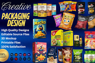 design premium pouch bags, custom chip bags, product packaging and candy wrapper