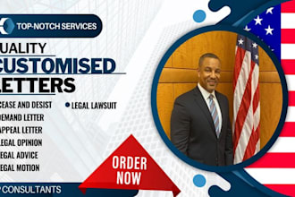 draft and submit legal demand letter and cease and desist from a USA law firm