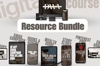 do online course bundle or digital products planner or market dwa product mockup