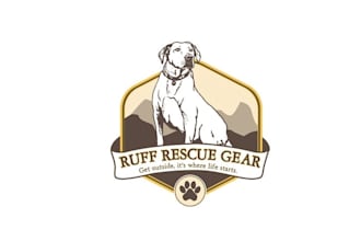 make vintage earthy neutral outdoor dog resque logo