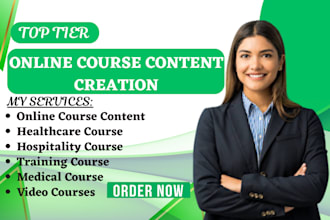 create healthcare course, hospitality, medical, training manual, video course