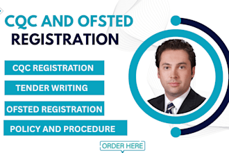 do cqc  registration, ofsted registration, uk tender, business plan and policies