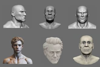sculpt realistic 3d head, bust, statues, bust model , 3d face model for 3d print