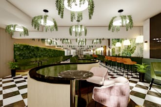 do office interior design, restaurant design, and 3d architecture