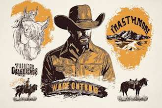 create retro vintage illustration for t shirt print designs