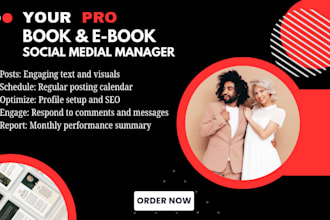 manage your book and ebook social media monthly with sales focused contents