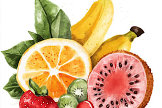 draw watercolor and digital fruits for your logo