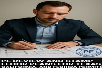 review and stamp floor plans for texas, california, and florida permits