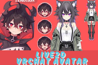 rig high quality live2d, vtuber model, vrchat avatar, custom furry