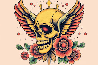 create a traditional or old school style tattoo design