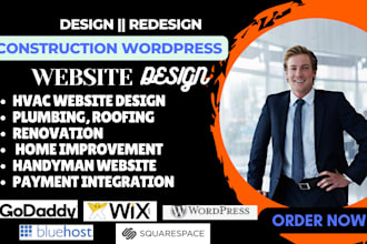 design hvac roofing construction webslte renovation solar panel plumbing website