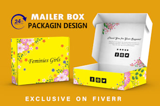 design premium mailer box and subscription box packaging design with 3d mockup