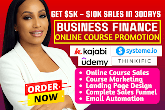 udemy online course promotion, tech stock business kajabi course marketing sales