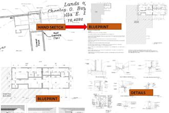 blueprint house plan, adu, garage, deck, patio shed as architect for city permit