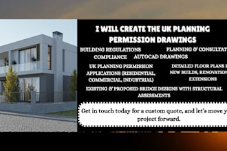 create UK planning permission drawing and building regulations drawing
