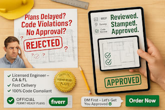 review and stamp survey, engineering, and mep plans for california and florida