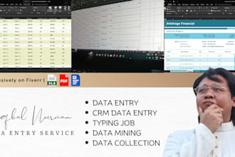 do excel data entry, copy paste, convert PDF, web research, typing, data entry