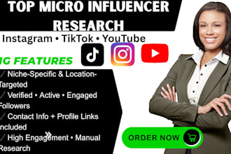 find best top micro instagram tiktok influencer research list outreach marketing