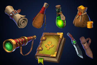 create nice 2d game assets, props, icons, objects and UI