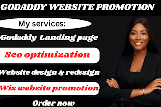 design and redesign godaddy site landing page build site and optimize its SEO