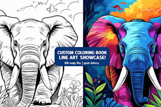 do children coloring book illustration, kdp book design, kids book, line art