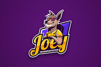 design cartoon sunglasses transportation truck distribution kangaroo logo