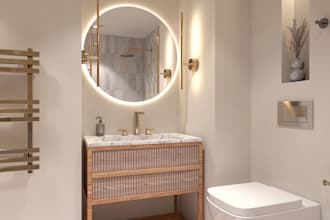 do 3d bathroom interior design with shopping list