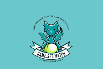 make sport blue character dragon tennis logo design