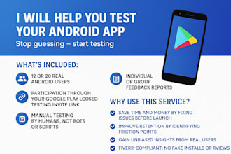 help you test your android app with 12 to 20 real users via google play