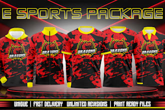 design custom e sports uniforms with 3d mockups