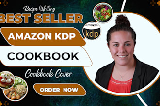 do unique amazon KDP cookbook cover and recipe layout design