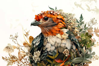 draw an animal and botanical illustration