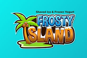 do shaved ice and frozen yogurt shop logo design
