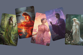 design tarot cards, oracle cards, and card illustrations