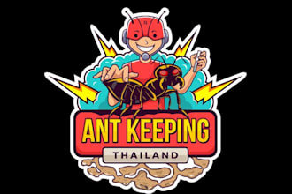 do cartoon kids mascot cloud thunder thailand ant logo design