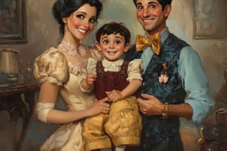 design a professional disney family portrait art