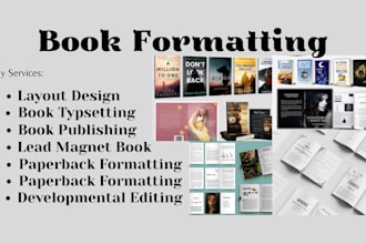 do book formatting, book layout design, kindle ebook format