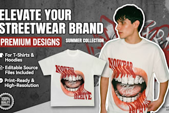streetwear apparel designs for tshirts and hoodies editable and print ready