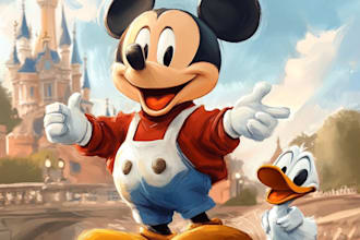 make a your pet portrait in disney cartoon illustration