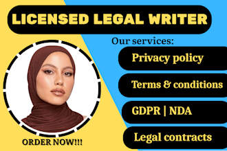 write legal contracts, terms and condition, agreement, privacy policy for gdpr