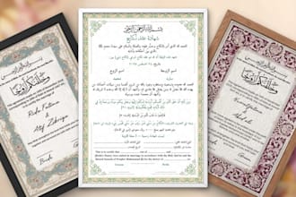 design elegant muslim wedding cards and nikah certificates