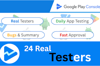 provide real 12 testers or 25 testers for google play console closed testing
