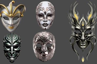 3d mask design, 3d helmet stl, printable props cosplay 3d model 3d armor design