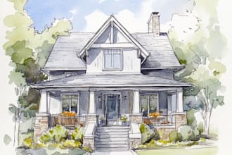 pencil or watercolor sketch your house